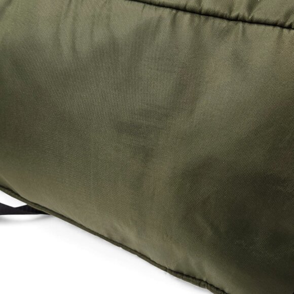 Steve Madden Gym Bag Women Nylon Gold Trim Olive Green Chunky Zip Shoulder Strap - Picture 12 of 12